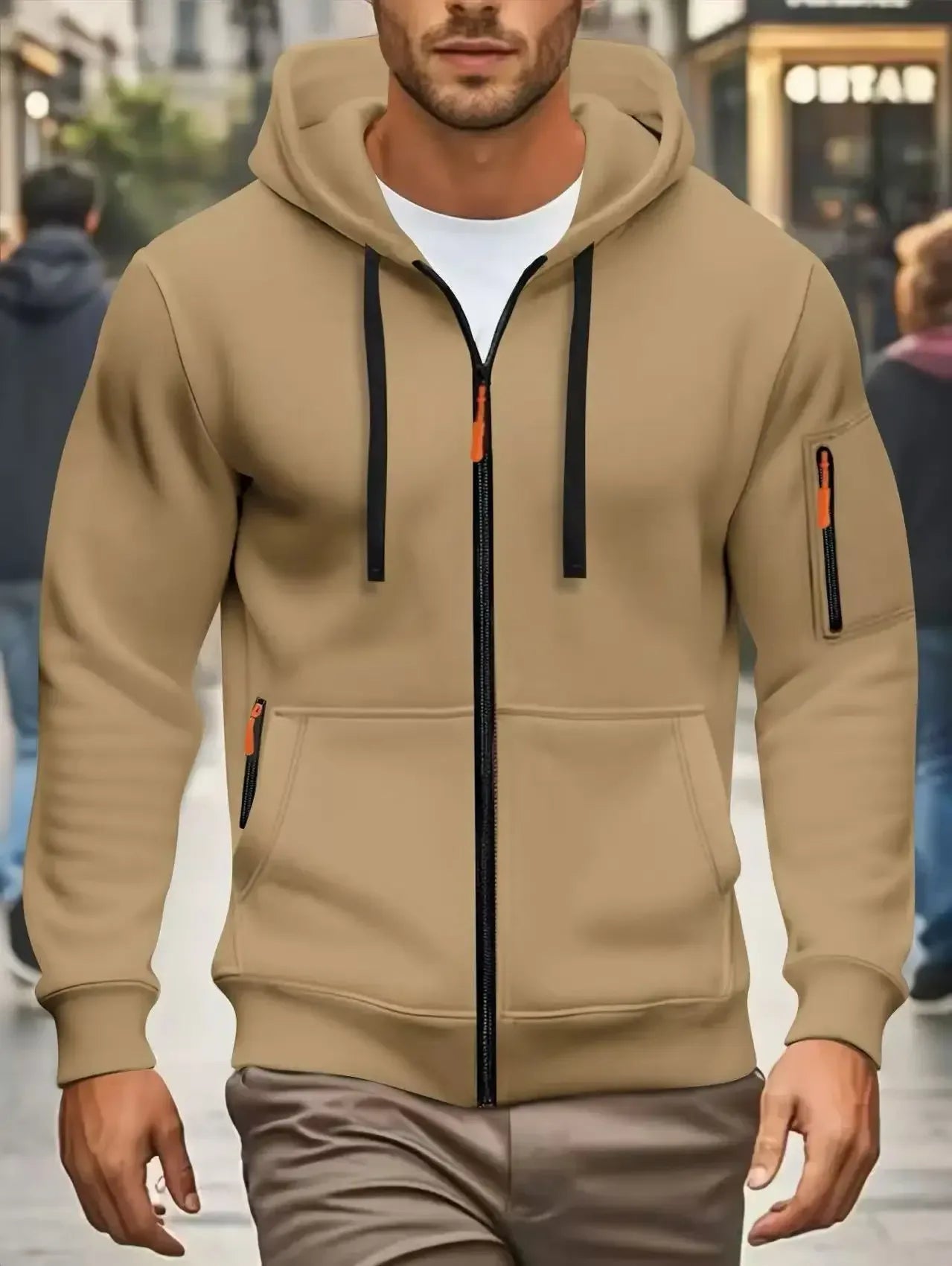 Men autumn and winter New Hoodies Long Sleeve Sweatshirt pocket Zipper Design Hooded Sweatshirt Men Sportswear Casual Jacket - Chakastore