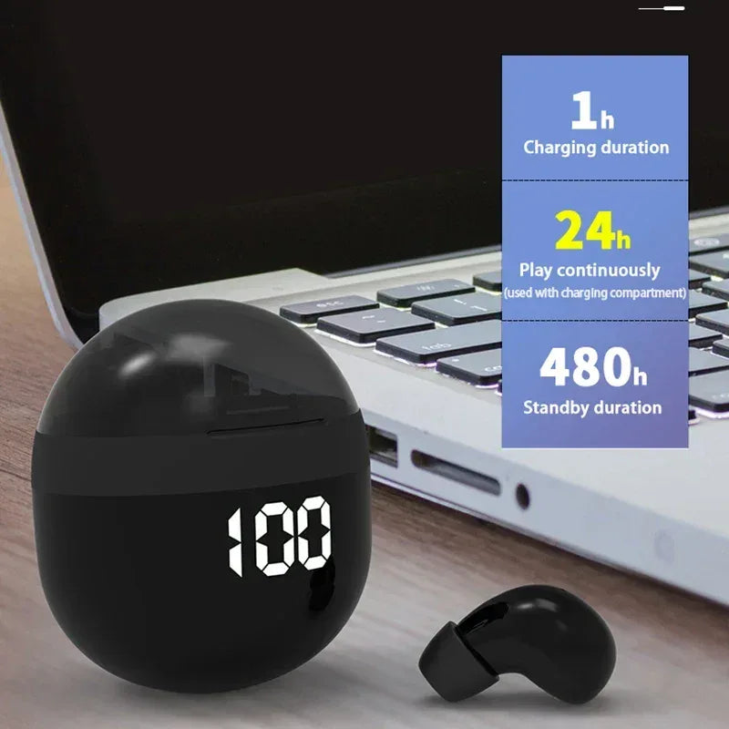 Invisible Headphones TWS Mini Earphones Wireless Bluetooth 5.3 Earbuds with Microphone Noise Reduction In-Ear Headset for Phone - Chakastore