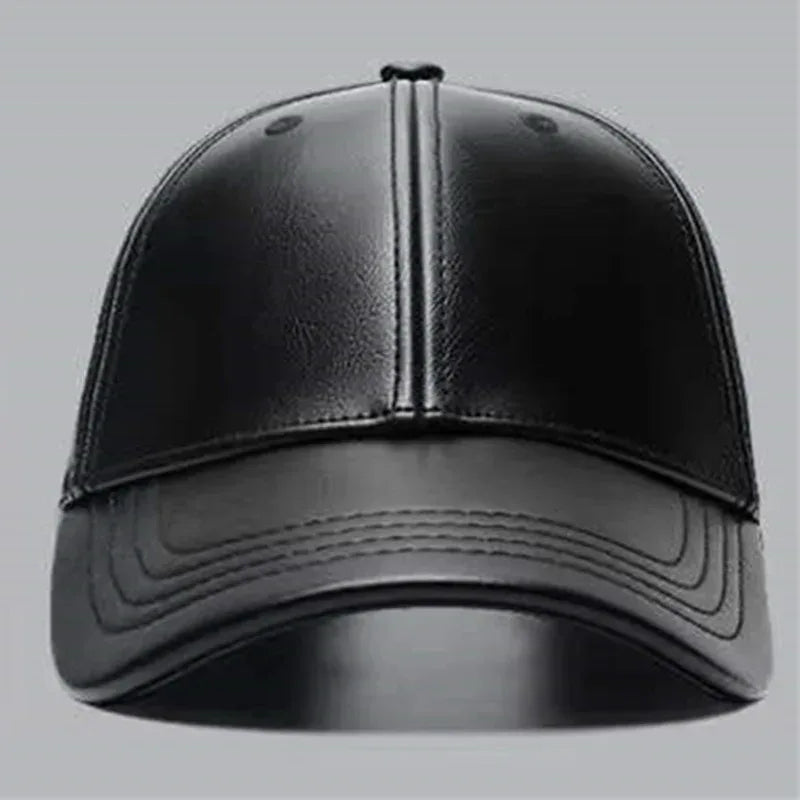 Unisex Solid Men Women Baseball Cap PU Leather Hip Hop Snapback Caps For Men Women Baseball Caps Adjustable Sun Hat trucker hats - Chakastore