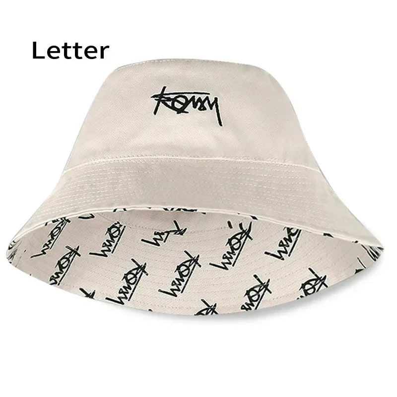 Big Head XL63cm Letter Print Bucket Hats Men Women Large Size Reversible Hip Hop Fisherman Caps Summer Sun Hat Plus Size Panama