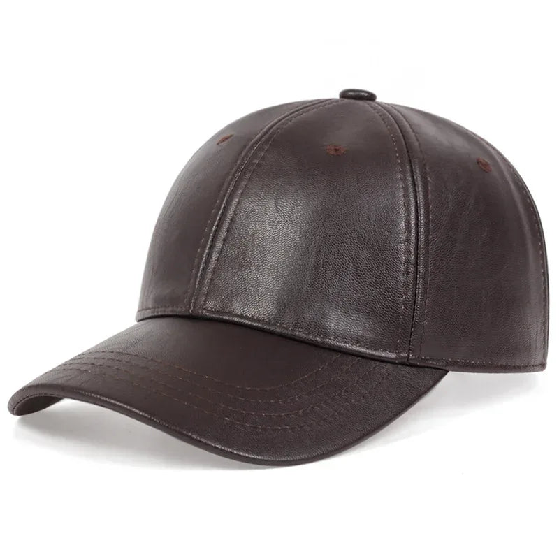 Unisex Solid Men Women Baseball Cap PU Leather Hip Hop Snapback Caps For Men Women Baseball Caps Adjustable Sun Hat trucker hats - Chakastore