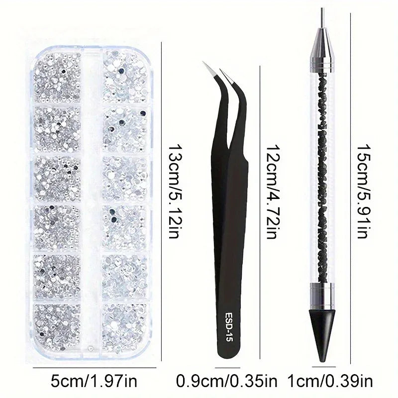 Nails Art Multi-Size Flat Back Acrylic Rhinestones 3D Crystal DIY Decorations Glitter Crystal Gem Manicure Accessories With