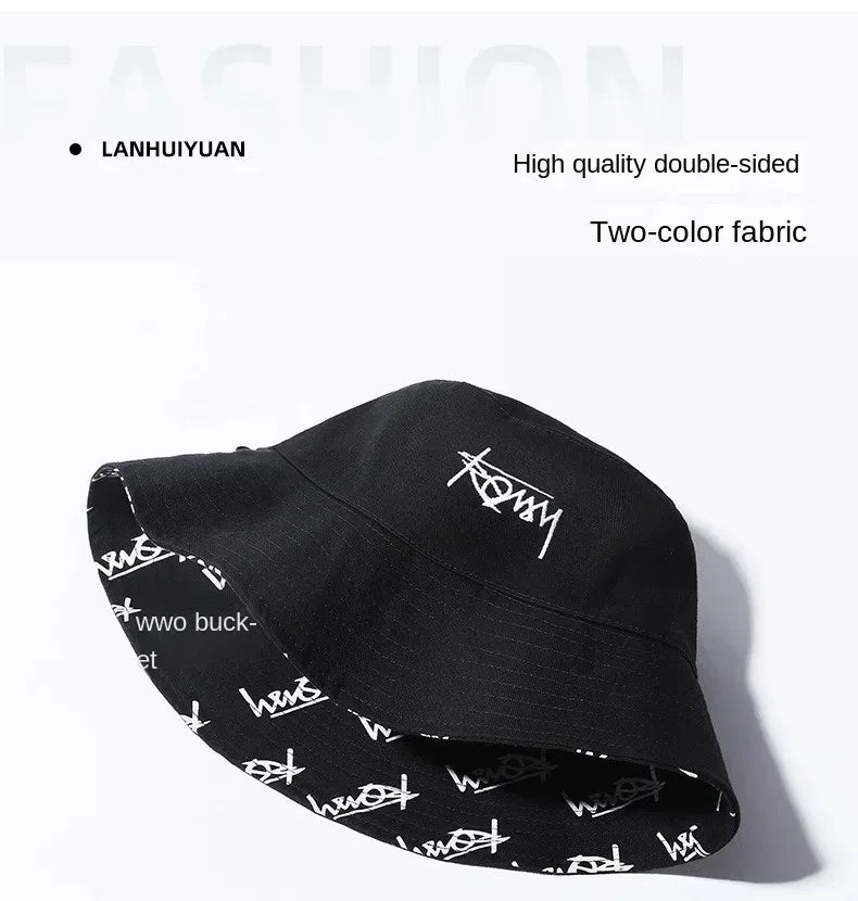 Big Head XL63cm Letter Print Bucket Hats Men Women Large Size Reversible Hip Hop Fisherman Caps Summer Sun Hat Plus Size Panama