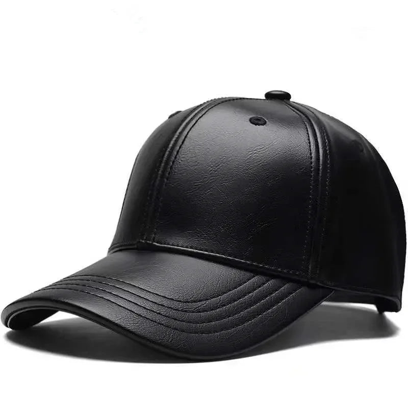 Unisex Solid Men Women Baseball Cap PU Leather Hip Hop Snapback Caps For Men Women Baseball Caps Adjustable Sun Hat trucker hats - Chakastore