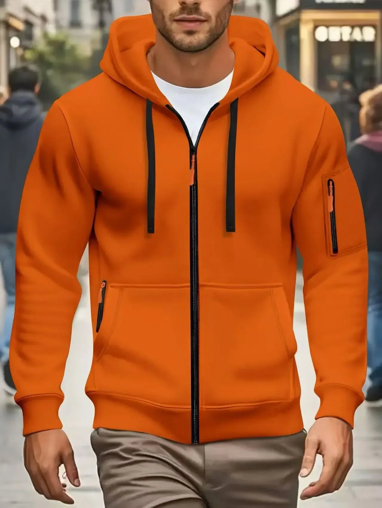 Men autumn and winter New Hoodies Long Sleeve Sweatshirt pocket Zipper Design Hooded Sweatshirt Men Sportswear Casual Jacket - Chakastore