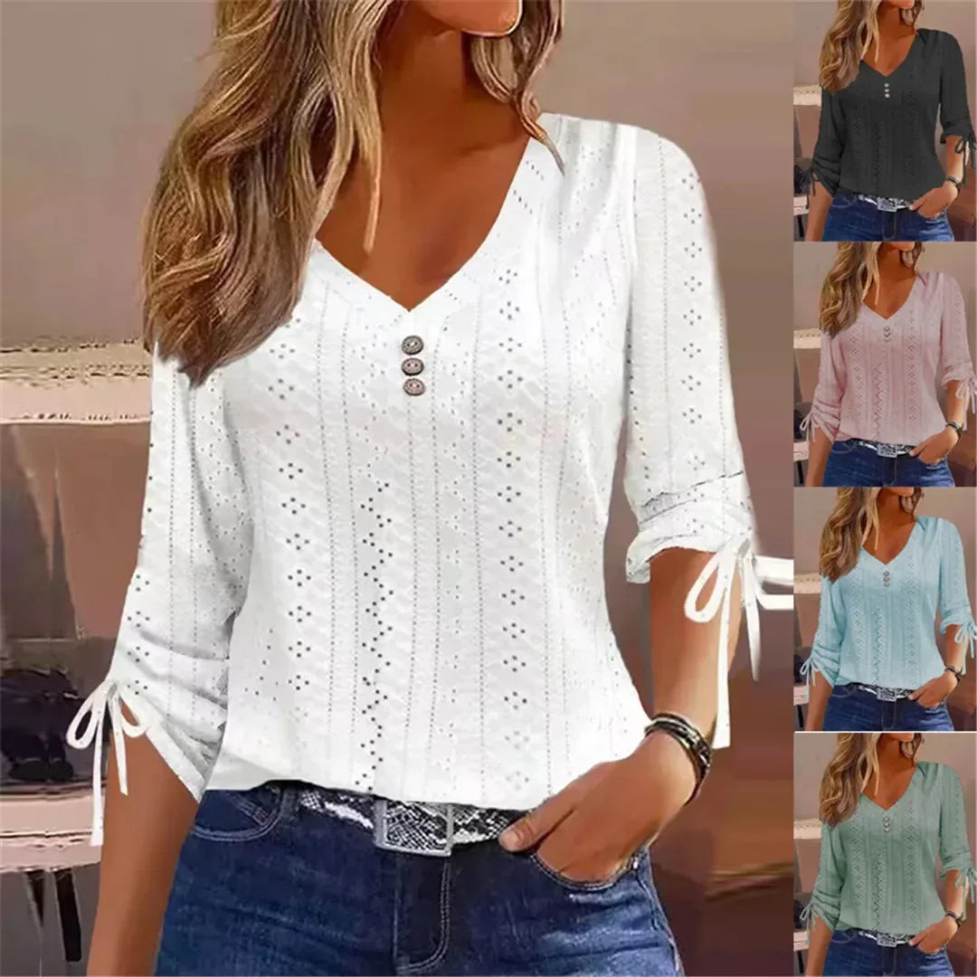 Solid Lace Shirt Tops Women T Shirt Clothing Spring Autumn Basic Korean White Blouse Vintage Female Y2K Clothes Pullover T Shirt - Chakastore