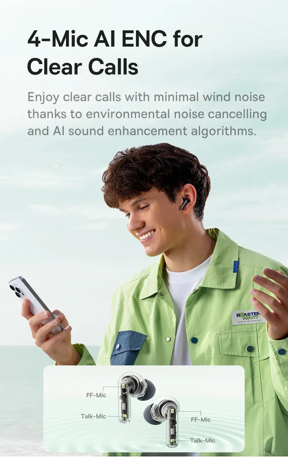 Baseus Bass EP10 NC -43dB Noise Cancelling ANC True Wireless Earbuds Bluetooth 6.0 In-Ear Wireless Earphones 4-Mics ENC Ear buds - Chakastore