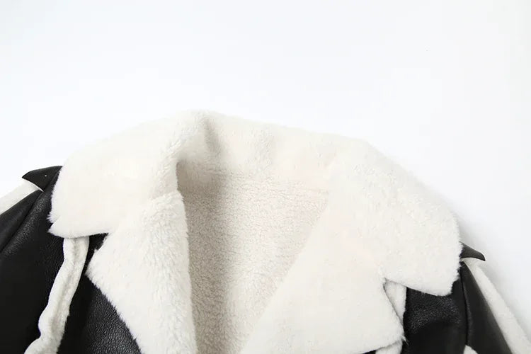 Weird Puss Furry Patchwork Women Crop Jacket Hipster Full Sleeve Open Stitch Hipster Streetwear Warm Outwear Basic Wild Coat