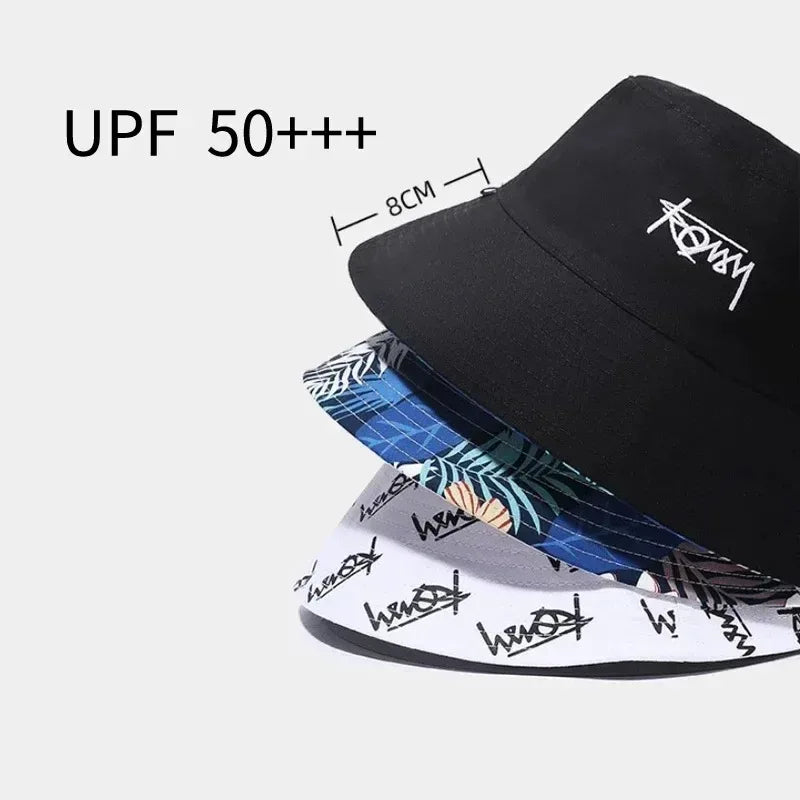 Big Head XL63cm Letter Print Bucket Hats Men Women Large Size Reversible Hip Hop Fisherman Caps Summer Sun Hat Plus Size Panama - Chakastore