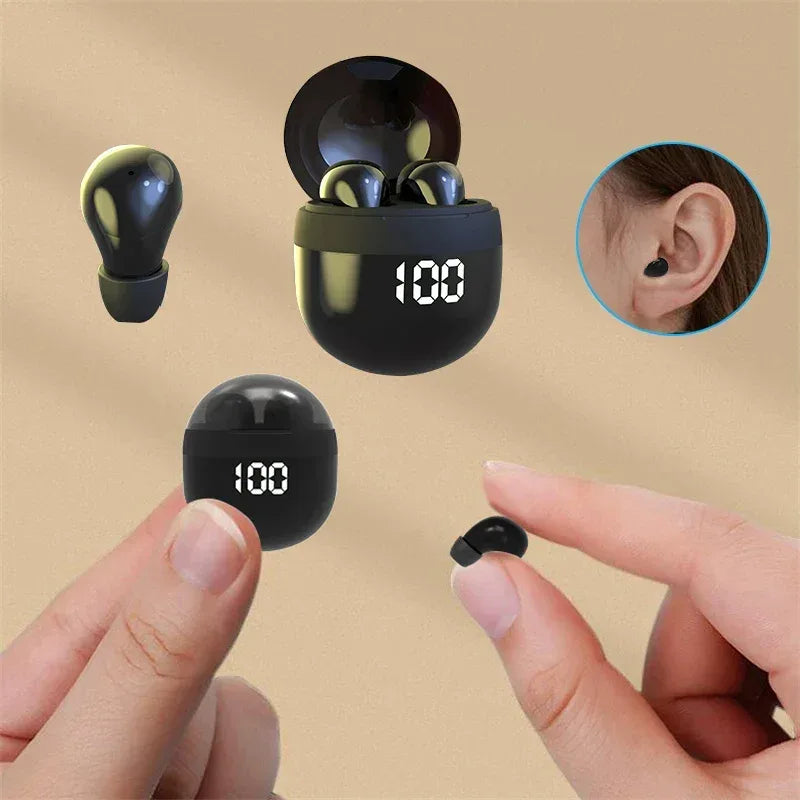 Invisible Headphones TWS Mini Earphones Wireless Bluetooth 5.3 Earbuds with Microphone Noise Reduction In-Ear Headset for Phone - Chakastore