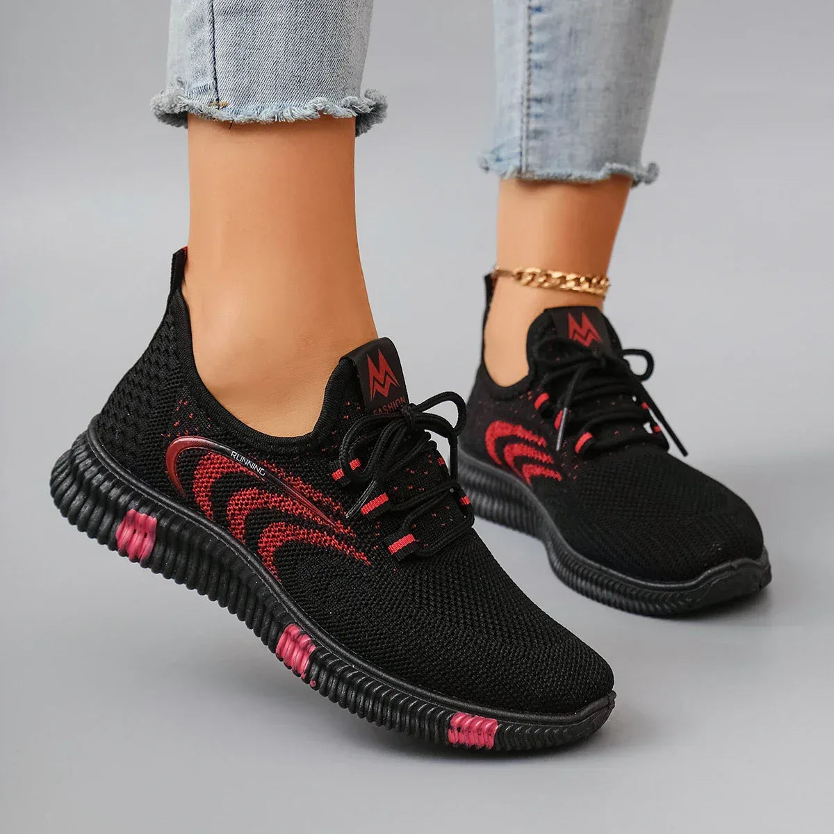 Spring and Autumn New Women's Casual Lace up Comfortable, Breathable, Lightweight and Wear-Resistant Sports Shoes - Chakastore