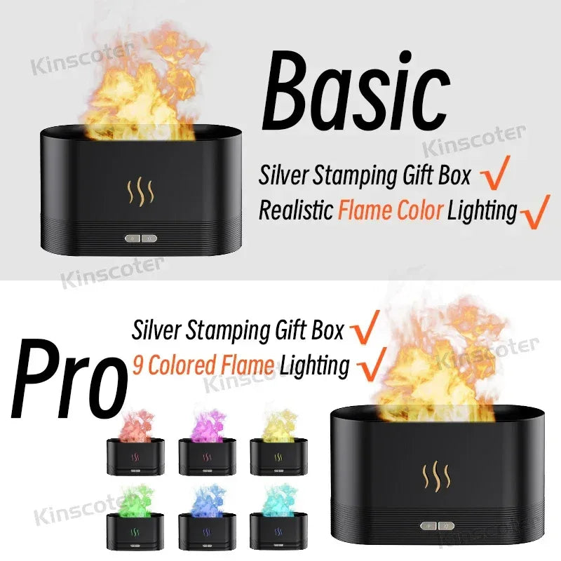 KINSCOTER Aroma Diffuser Air Humidifier Ultrasonic Cool Mist Maker Fogger Led Essential Oil Flame Lamp Difusor - Chakastore