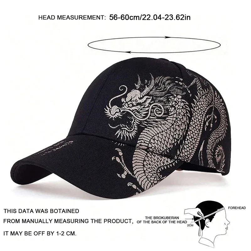 Unisex Golden Dragon Printing Baseball Caps Adjustable Casual Hats Spring and Autumn Outdoor Sunscreen Hat