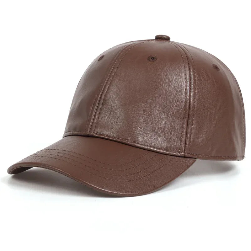 Unisex Solid Men Women Baseball Cap PU Leather Hip Hop Snapback Caps For Men Women Baseball Caps Adjustable Sun Hat trucker hats - Chakastore