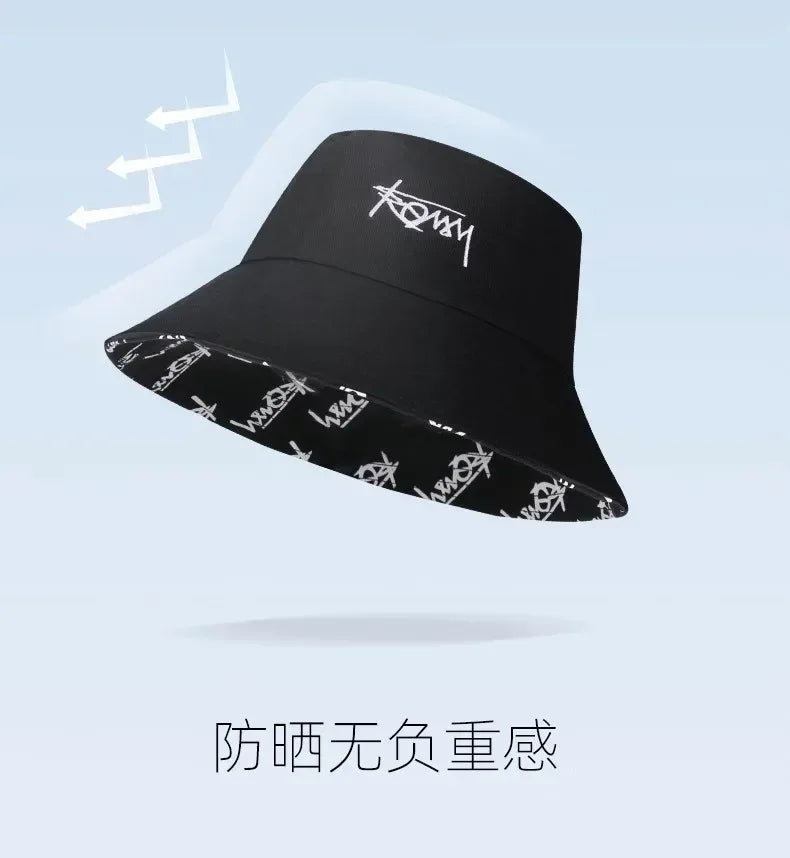 Big Head XL63cm Letter Print Bucket Hats Men Women Large Size Reversible Hip Hop Fisherman Caps Summer Sun Hat Plus Size Panama