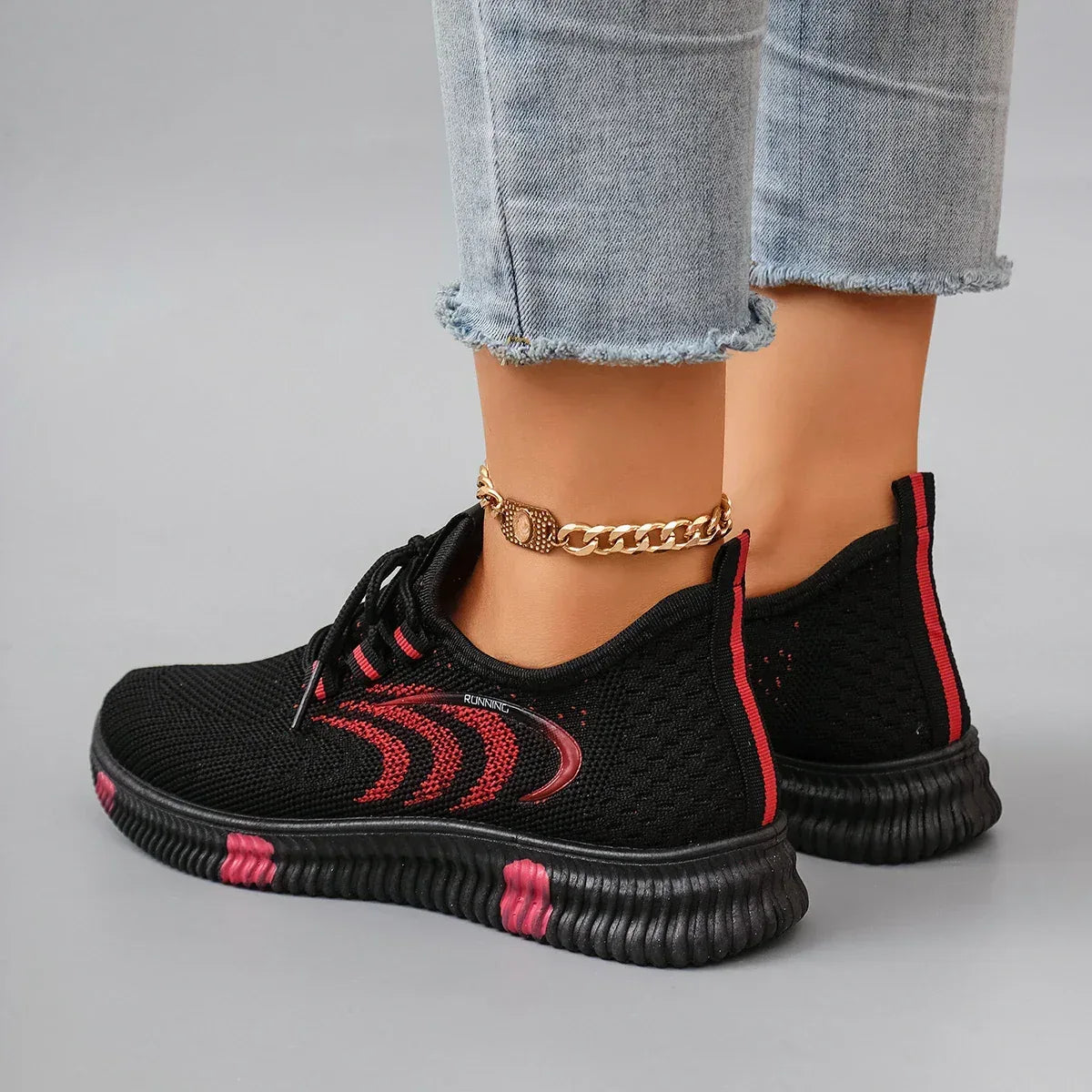 Spring and Autumn New Women's Casual Lace up Comfortable, Breathable, Lightweight and Wear-Resistant Sports Shoes - Chakastore