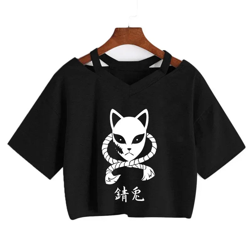 Demon Slayer T Shirt Nezuko Tshirt Women Kimetsu No Yaiba Crop Top Tees Japanese Anime Tanjirou Kamado Tops Manga T-shirt Female