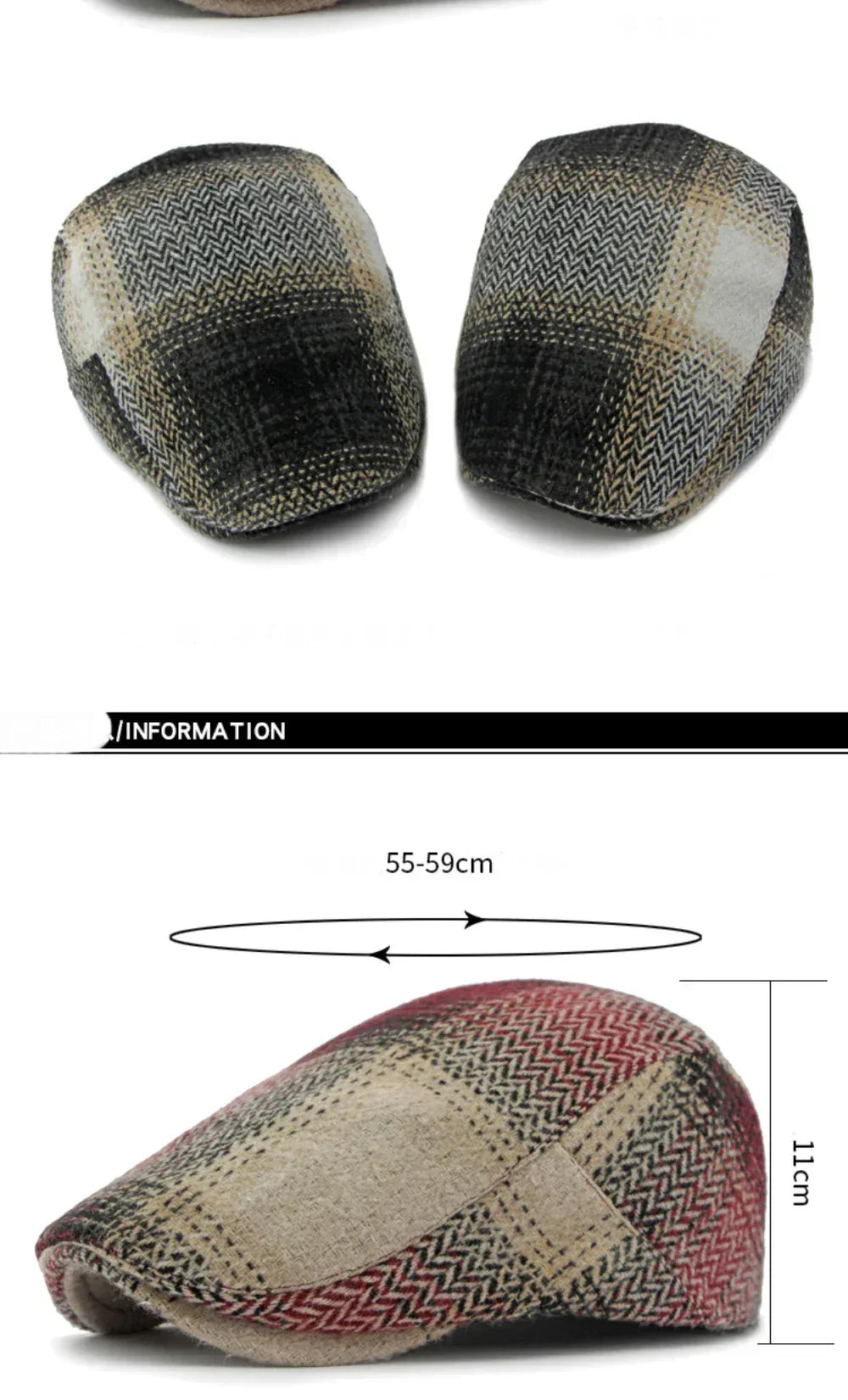 HT4238 Berets New Plaid Artist Painter Beret Hat Male Female Spring Autumn Flat Caps for Men Women Retro Beret Caps - Chakastore