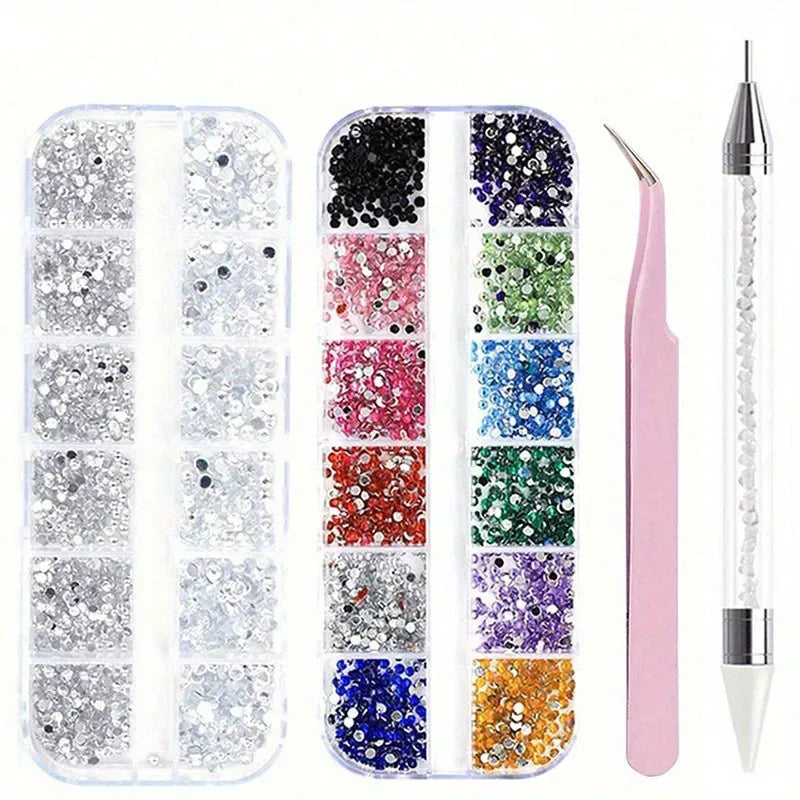 Nails Art Multi-Size Flat Back Acrylic Rhinestones 3D Crystal DIY Decorations Glitter Crystal Gem Manicure Accessories With - Chakastore