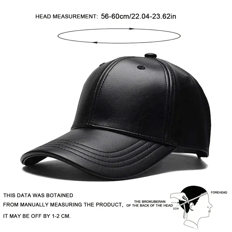 Unisex Solid Men Women Baseball Cap PU Leather Hip Hop Snapback Caps For Men Women Baseball Caps Adjustable Sun Hat trucker hats - Chakastore