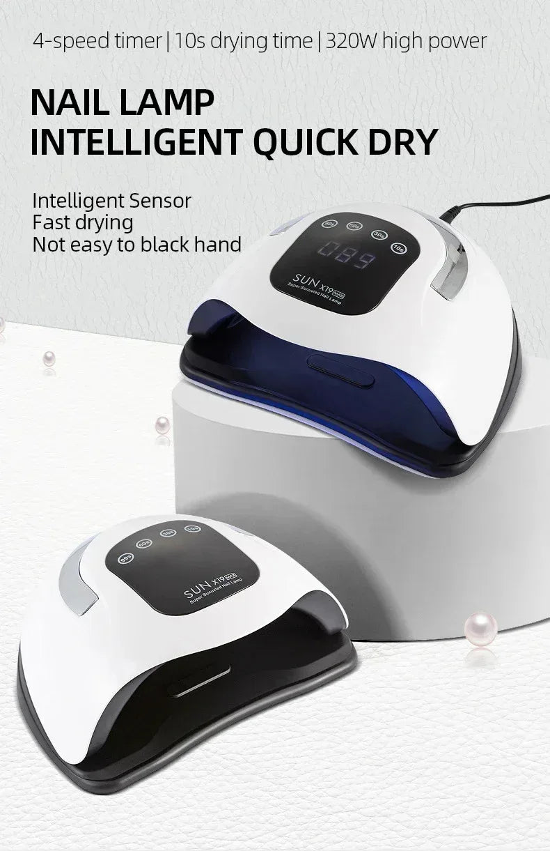 320W SUN X19 MAX Nail Dryer Machine 72 LEDS UV LED Lamp for Nails Gel Polish Curing Manicure Lamp With Large LCD Touch Screen - Chakastore