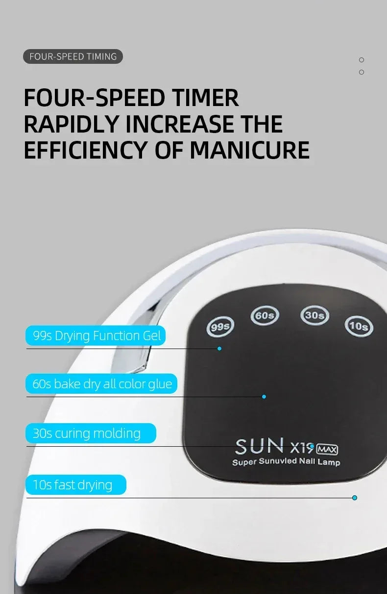 320W SUN X19 MAX Nail Dryer Machine 72 LEDS UV LED Lamp for Nails Gel Polish Curing Manicure Lamp With Large LCD Touch Screen - Chakastore