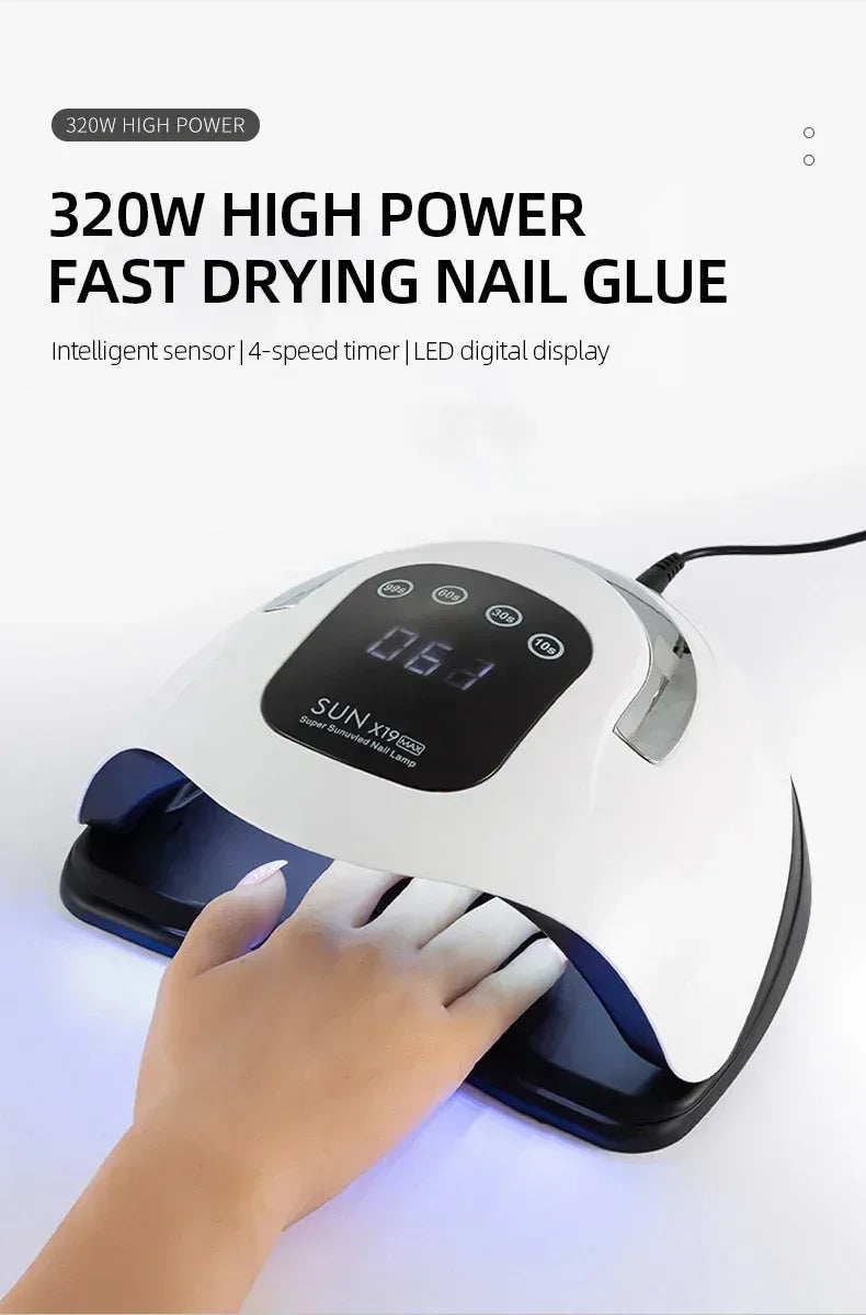 320W SUN X19 MAX Nail Dryer Machine 72 LEDS UV LED Lamp for Nails Gel Polish Curing Manicure Lamp With Large LCD Touch Screen - Chakastore