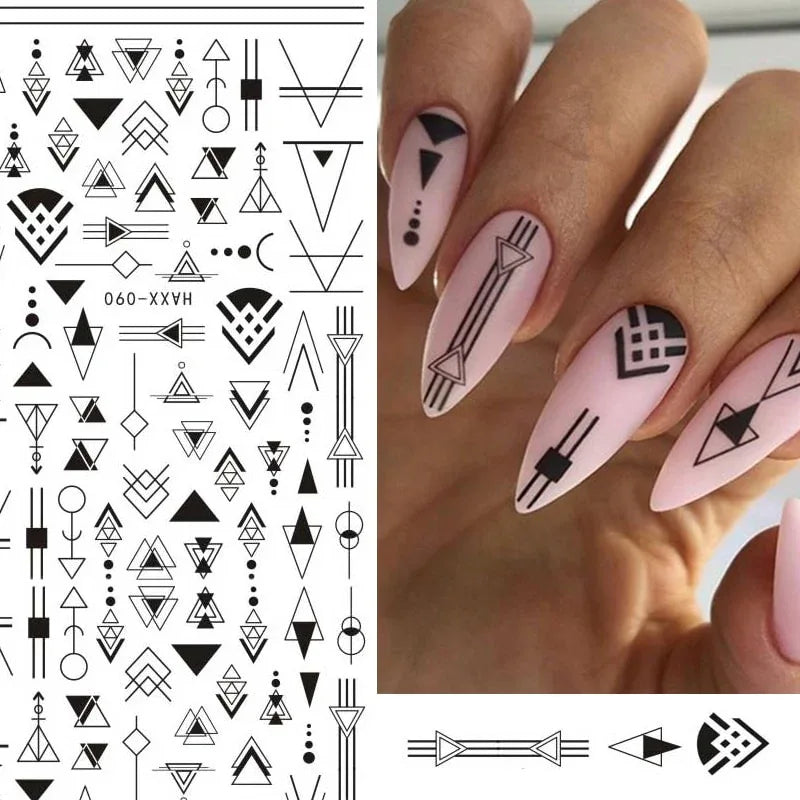 Gold 3D Nail Sticker Curve Stripe Lines Nails Stickers Gradient Adhesive Striping Tape Nail Foil Nail Art Stickers Decals Silver