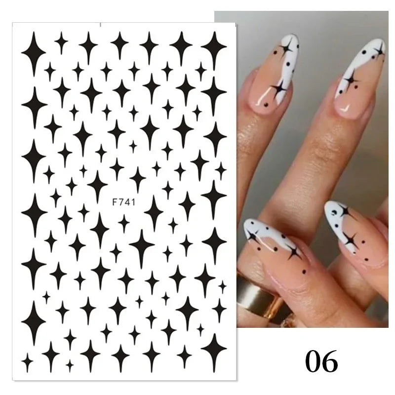 Gold 3D Nail Sticker Curve Stripe Lines Nails Stickers Gradient Adhesive Striping Tape Nail Foil Nail Art Stickers Decals Silver