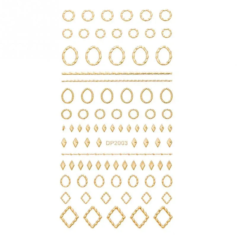Gold 3D Nail Sticker Curve Stripe Lines Nails Stickers Gradient Adhesive Striping Tape Nail Foil Nail Art Stickers Decals Silver