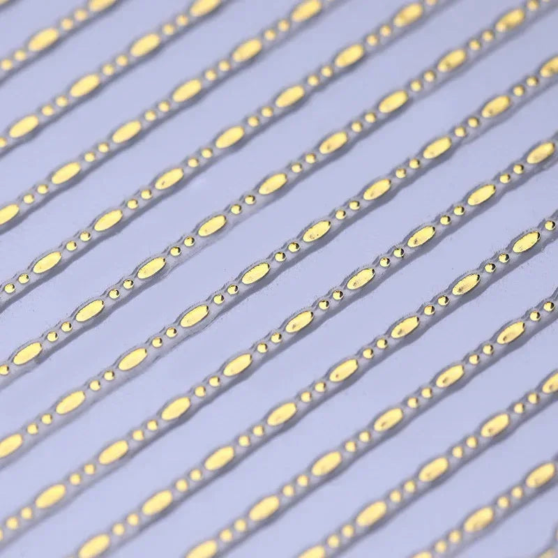 Gold 3D Nail Sticker Curve Stripe Lines Nails Stickers Gradient Adhesive Striping Tape Nail Foil Nail Art Stickers Decals Silver