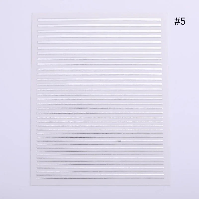 Gold 3D Nail Sticker Curve Stripe Lines Nails Stickers Gradient Adhesive Striping Tape Nail Foil Nail Art Stickers Decals Silver