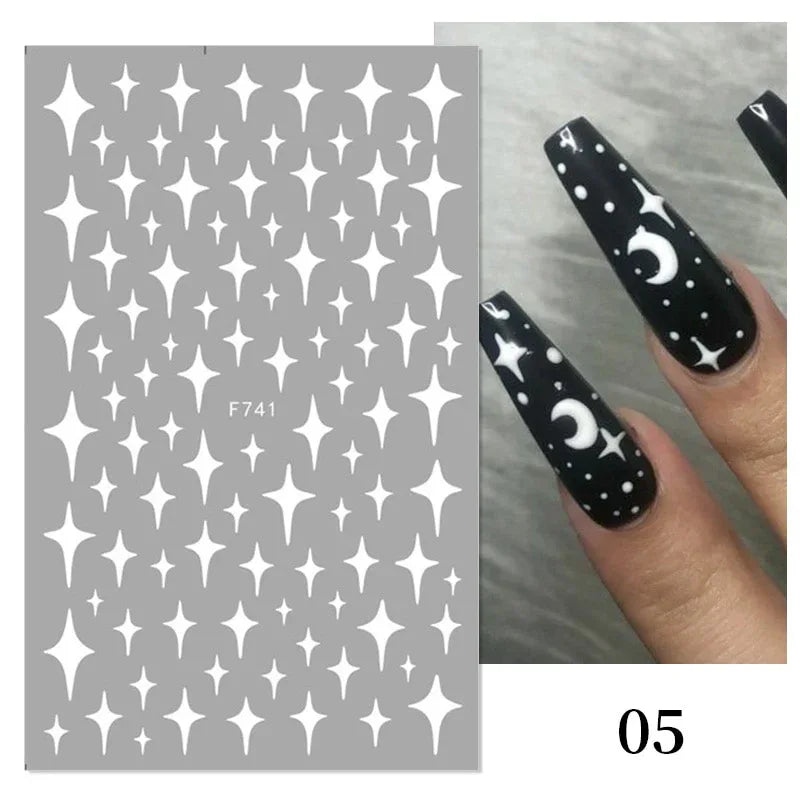 Gold 3D Nail Sticker Curve Stripe Lines Nails Stickers Gradient Adhesive Striping Tape Nail Foil Nail Art Stickers Decals Silver