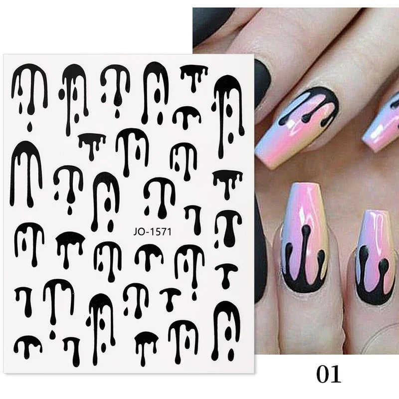 Gold 3D Nail Sticker Curve Stripe Lines Nails Stickers Gradient Adhesive Striping Tape Nail Foil Nail Art Stickers Decals Silver
