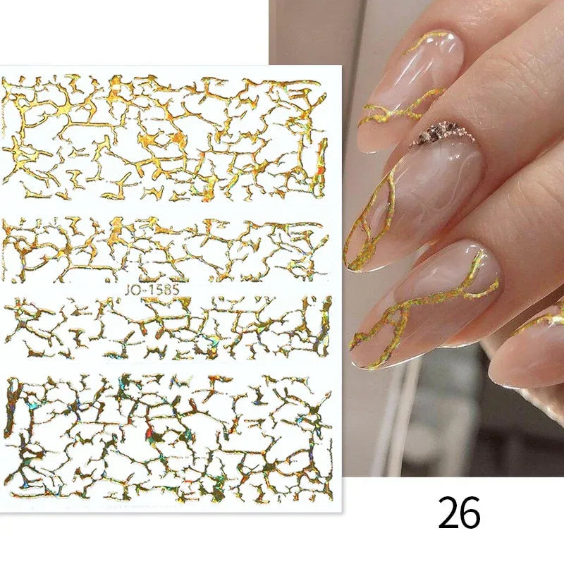 Gold 3D Nail Sticker Curve Stripe Lines Nails Stickers Gradient Adhesive Striping Tape Nail Foil Nail Art Stickers Decals Silver