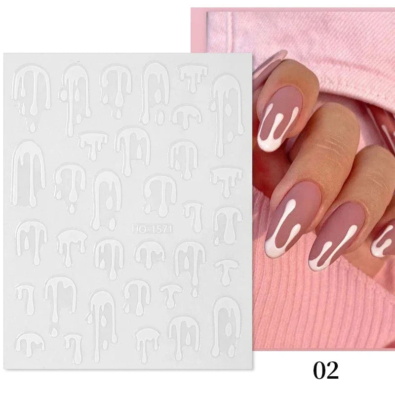Gold 3D Nail Sticker Curve Stripe Lines Nails Stickers Gradient Adhesive Striping Tape Nail Foil Nail Art Stickers Decals Silver